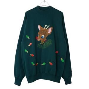 1970s Heritage Vintage Christmas Rudolph Crewneck Sweatshirt Unisex Large